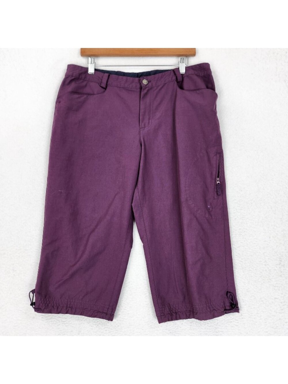 ISIS Pants Womens 14 Purple Cargo Capri Nylon Stretch Zip Pocket Travel Outdoor